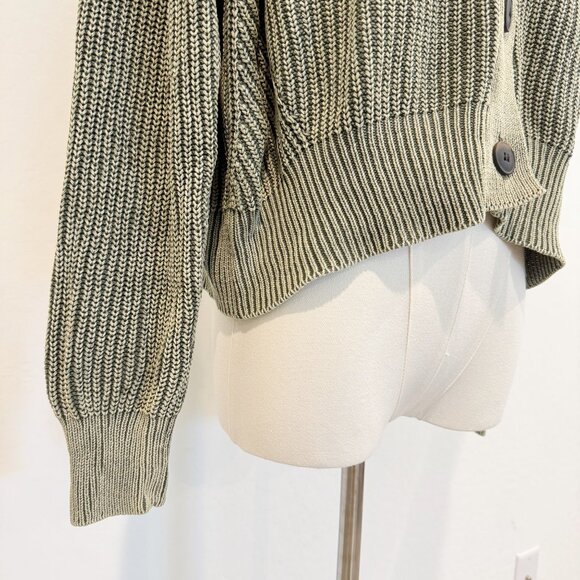 DR2 by Daniel Rainn Button Up Ribbed Knit Cardigan Sweater Top Boho Green Small - Picture 3 of 8